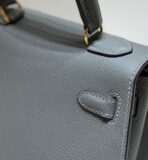 KELLY MINI 20 BAG IN SHARK GRAY  WITH GOLD HARDWARE - Image 8