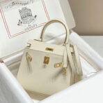 KELLY MINI 20 BAG IN WHITE  WITH GOLD HARDWARE - Image 3