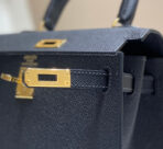 KELLY MINI 20 BAG IN BLACK  WITH GOLD HARDWARE - Image 8