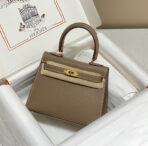KELLY MINI 20 BAG IN MEDIUM BROWN  WITH GOLD HARDWARE