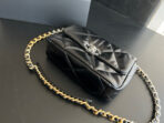 19 FLAP BAG 30 BLACK GOATSKIN RUTHENIUM HARDWARE - Image 3