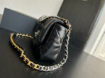 19 FLAP BAG 30 BLACK GOATSKIN RUTHENIUM HARDWARE - Image 9