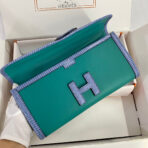 JIGE ELAN 29 CLUTCH IN TEAL GREEN  WITH ROYAL BLUE LIZARD SKIN - Image 3