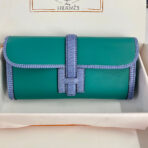 JIGE ELAN 29 CLUTCH IN TEAL GREEN  WITH ROYAL BLUE LIZARD SKIN - Image 2