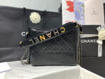 HOBO BAG 25 WITH STRAP IN BLACK CALFSKIN GOLD AND SILVER HARDWARE - Image 8