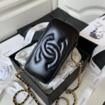 CC MINI 17 CLUTCH WITH STRAP IN BLACK CALFSKIN - Image 8