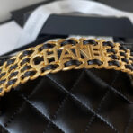 CC MINI 17 CLUTCH WITH STRAP IN BLACK CALFSKIN - Image 9