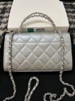 CC KELLY 18 BAG IN SILVER CALFSKIN WITH STRAP - Image 3