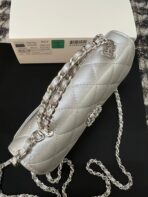 CC KELLY 18 BAG IN SILVER CALFSKIN WITH STRAP - Image 8
