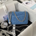 23P Flap Bag 19cm Denim Silver Hardware - Image 3