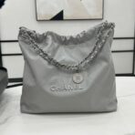 CC LARGE 42 HANDBAG IN GREY CALFSKIN SILVER HARDWARE - Image 2