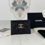 CC CARD HOLDER 19.5 BLACK GRAINED CALFSKIN GOLD ICON - Image 2