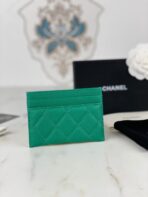 CC CARD HOLDER 19.5 EMERALD GRAINED CALFSKIN GOLD ICON - Image 5