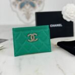 CC CARD HOLDER 19.5 EMERALD GRAINED CALFSKIN GOLD ICON - Image 2