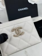CC CARD HOLDER 19.5 WHITE GRAINED CALFSKIN GOLD ICON - Image 3