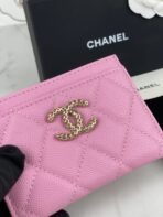 CC CARD HOLDER 19.5 PINK GRAINED CALFSKIN GOLD ICON - Image 3