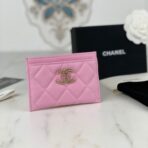 CC CARD HOLDER 19.5 PINK GRAINED CALFSKIN GOLD ICON - Image 2