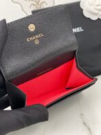 CC FLAP CARD HOLDER 11 BLACK GRAINED CALFSKIN GOLD ICON - Image 5