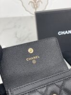 CC FLAP CARD HOLDER 11 BLACK GRAINED CALFSKIN GOLD ICON - Image 10