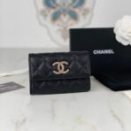 CC FLAP CARD HOLDER 11 BLACK GRAINED CALFSKIN GOLD ICON - Image 2
