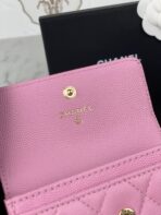 CC FLAP CARD HOLDER 11 PINK GRAINED CALFSKIN GOLD ICON - Image 10