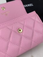 CC FLAP CARD HOLDER 11 PINK GRAINED CALFSKIN GOLD ICON - Image 8