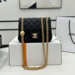 CC SMALL 17 FLAP BAG IN BLACK CALFSKIN GOLD HARDWARE - Image 2
