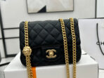 CC SMALL 17 FLAP BAG IN BLACK CALFSKIN GOLD HARDWARE - Image 3