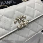 23P Flap Bag 19cm White Caviar Gold Hardware - Image 8