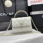 23P Flap Bag 15cm White Caviar Gold Hardware - Image 3