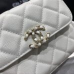 23P Flap Bag 15cm White Caviar Gold Hardware - Image 5