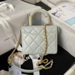 CC SMALL 15 VANITY CASE IN LIGHT GREY CALFSKIN GOLD HARDWARE - Image 3
