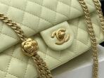 CC SMALL 23 FLAP BAG IN NEON YELLOW CALFSKIN GOLD HARDWARE - Image 6
