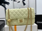 CC SMALL 23 FLAP BAG IN NEON YELLOW CALFSKIN GOLD HARDWARE - Image 3