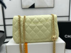 CC SMALL 20 FLAP BAG IN NEON YELLOW CALFSKIN GOLD HARDWARE - Image 5