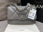 19 FLAP BAG 26 DARK GREY GOATSKIN SILVER HARDWARE - Image 7
