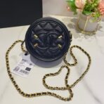 CC MINI 12 ROUND CHAIN BAG IN BLACK CALFSKIN GOLD HARDWARE - Image 2