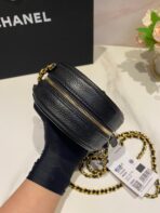 CC MINI 12 ROUND CHAIN BAG IN BLACK CALFSKIN GOLD HARDWARE - Image 9