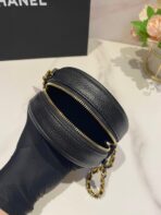 CC MINI 12 ROUND CHAIN BAG IN BLACK CALFSKIN GOLD HARDWARE - Image 10