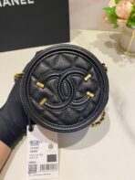 CC MINI 12 ROUND CHAIN BAG IN BLACK CALFSKIN GOLD HARDWARE - Image 3