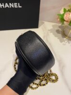 CC MINI 12 ROUND CHAIN BAG IN BLACK CALFSKIN GOLD HARDWARE - Image 5