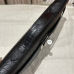 KELLY CUT 31 IN BLACK SHINY  CROCO-EMBOSSED WITH SILVER HARDWARE - Image 9