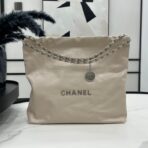 CC LARGE 42 HANDBAG IN BEIGE CREAM CALFSKIN SILVER HARDWARE - Image 2