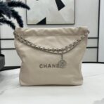 CC MEDIUM 37 HANDBAG IN BEIGE CREAM CALFSKIN SILVER HARDWARE - Image 2