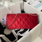CC 26 CLUTCH WITH CHAIN BAG IN CHERRY RED CALFSKIN - Image 3