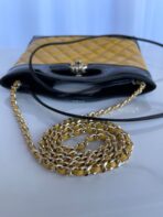 CC MINI 23 SHOPPING BAG IN GLOSSY BLACK MIX MUSTARD YELLOW CALFSKIN - Image 10