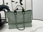 CC DEAUVILLE LARGE 38 TOTE BAG IN LIGHT GREEN CANVAS - Image 4