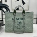 CC DEAUVILLE LARGE 38 TOTE BAG IN LIGHT GREEN CANVAS - Image 2