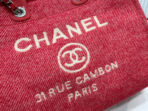 CC DEAUVILLE LARGE 38 TOTE BAG IN CHERRY RED CANVAS WITH WHITE LOGO - Image 5