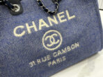 CC DEAUVILLE LARGE 38 TOTE BAG IN VIOLET PURPLE CANVAS WITH WHITE LOGO - Image 5